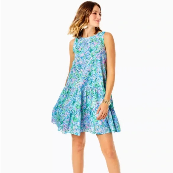 Lilly Pulitzer Trina Dress Surf Blue Soleil It On Me Size Large NWT - Picture 2 of 6